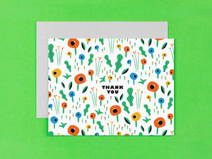 Poppy Field Floral Pattern Thank You Card