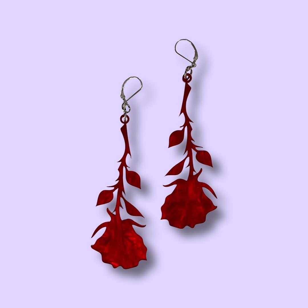 Hanging Rose Earrings