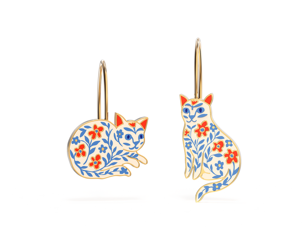 Floral Cats Earrings
