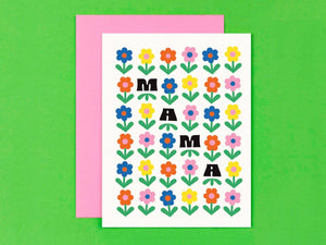 Mama Retro Flower Grid Mother's Day Card