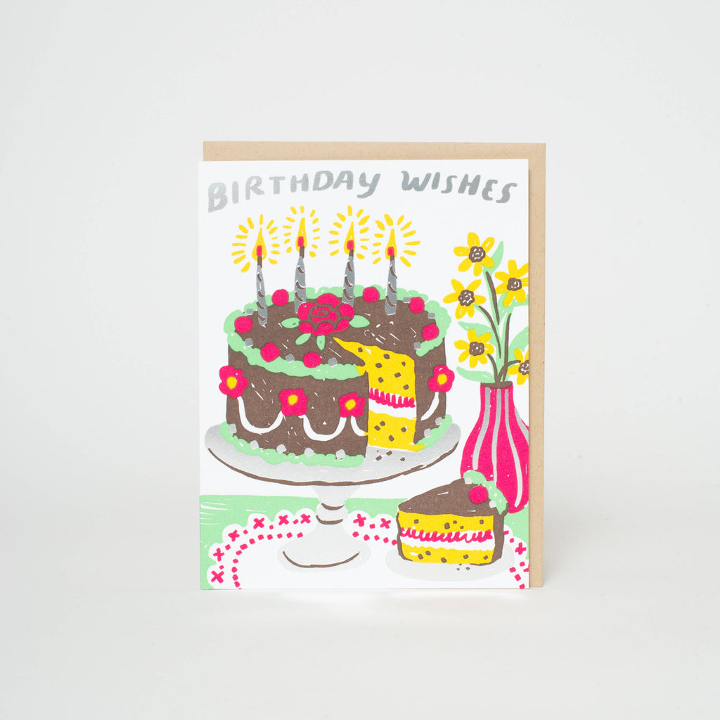 Birthday Cake Wishes Letterpress Greeting Card