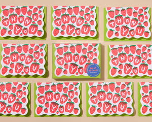 Strawberry Letterpress Thank You Card Set (10)