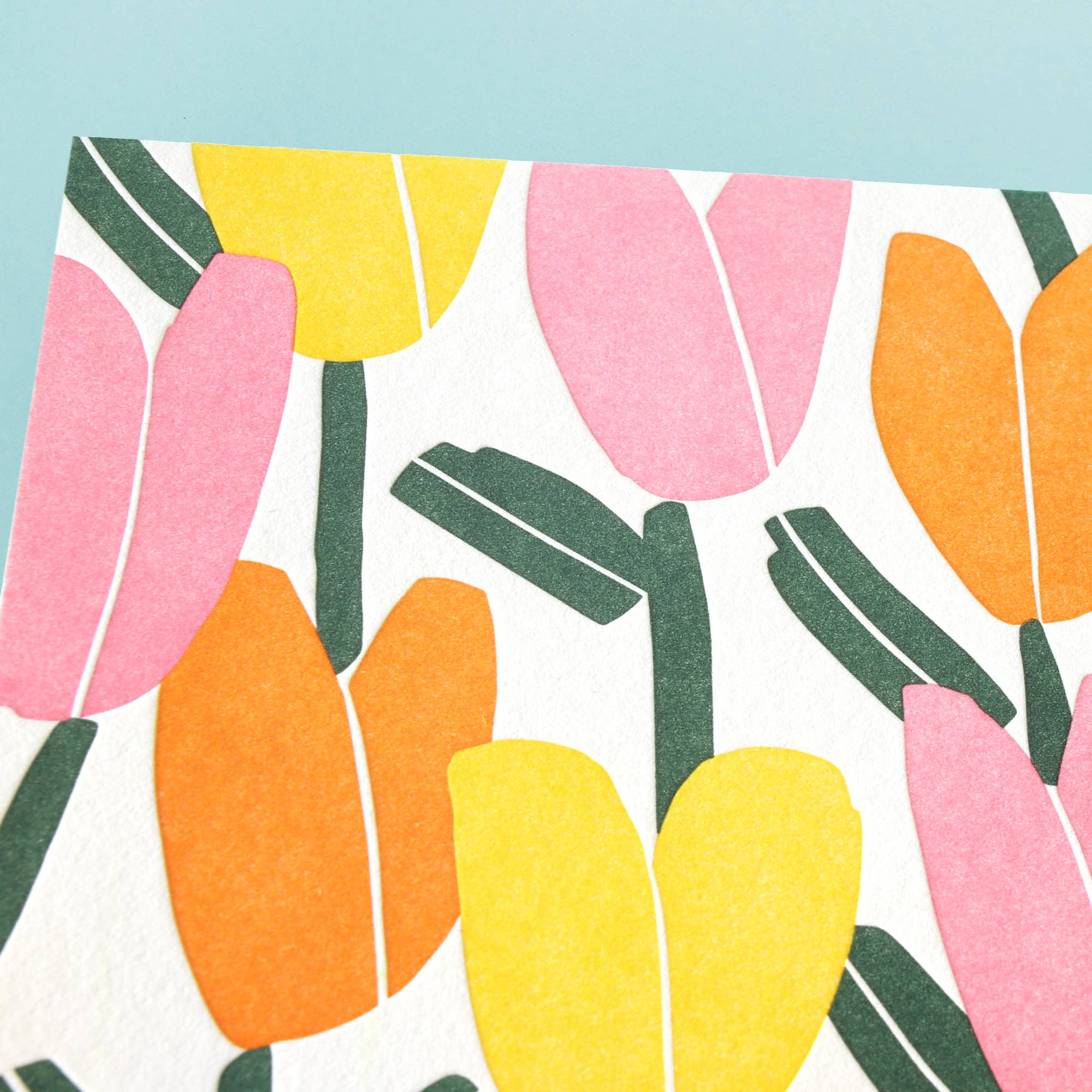 Paper Cut Tulips Pattern Letterpress Card Box Set