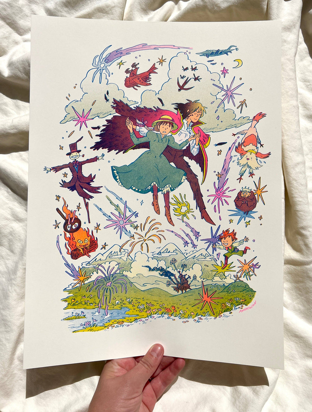 Howl's Moving Castle Riso Print