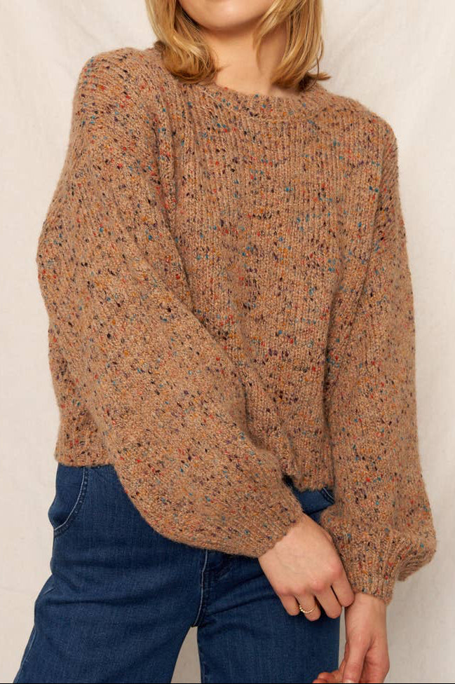 Taupe Confetti Cropped Sweater