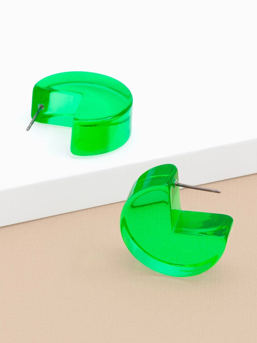 Lucite Pac-Man Huggie Earring