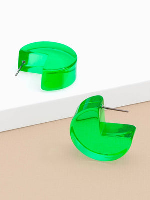 Lucite Pac-Man Huggie Earring