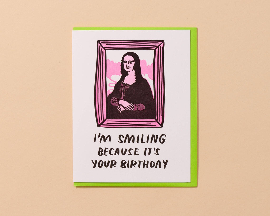 Mona Lisa Letterpress Birthday Card