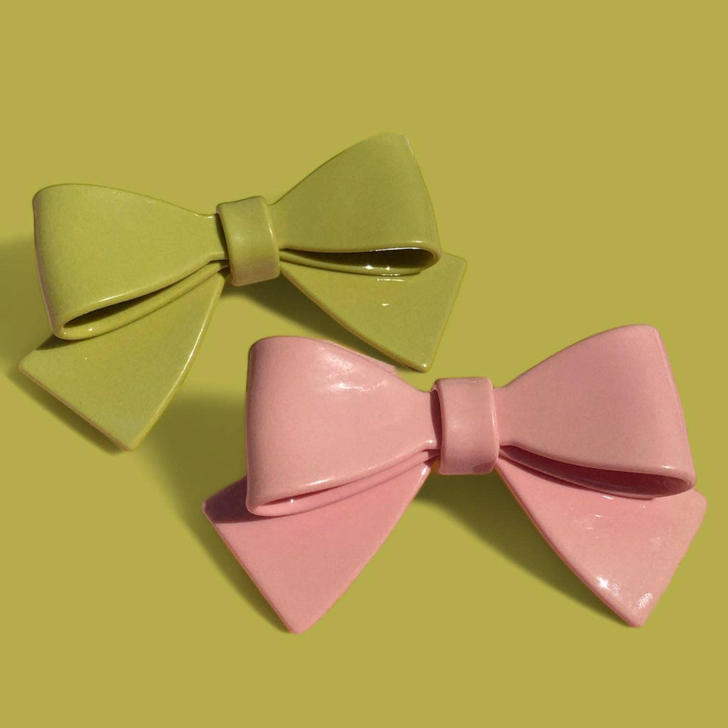 Retro Green Coquette Bow French Barrette