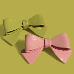 Retro Green Coquette Bow French Barrette