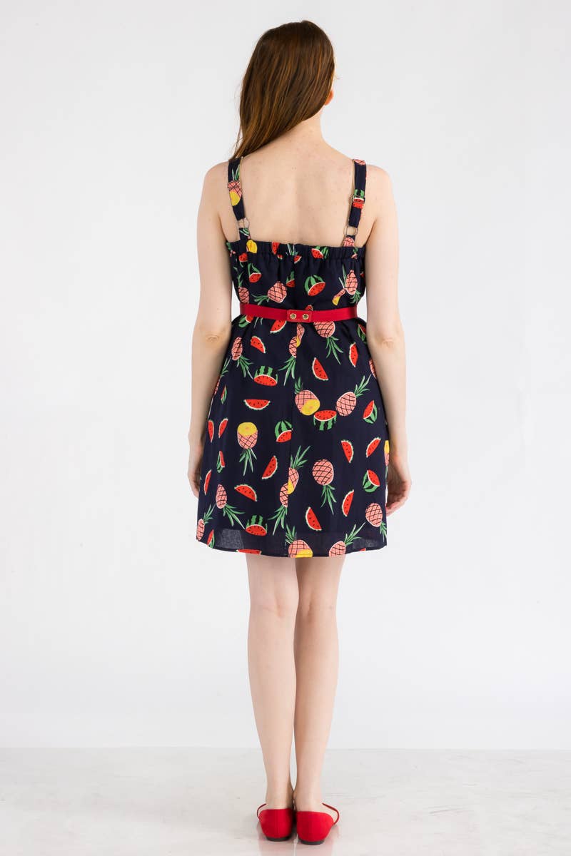 Navy Summer Fruit Dress