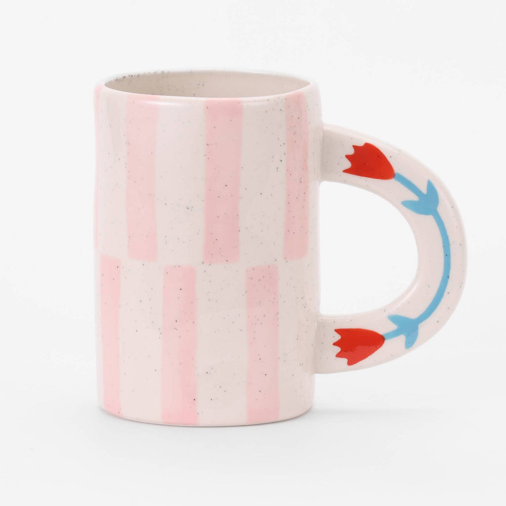 Floral Mug Pink Stripe