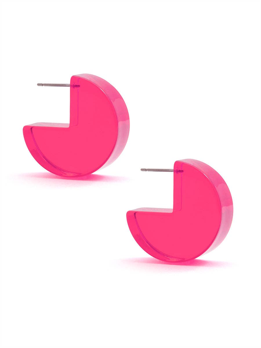 Lucite Pac-Man Huggie Earring