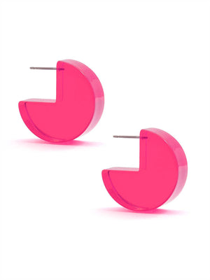 Lucite Pac-Man Huggie Earring