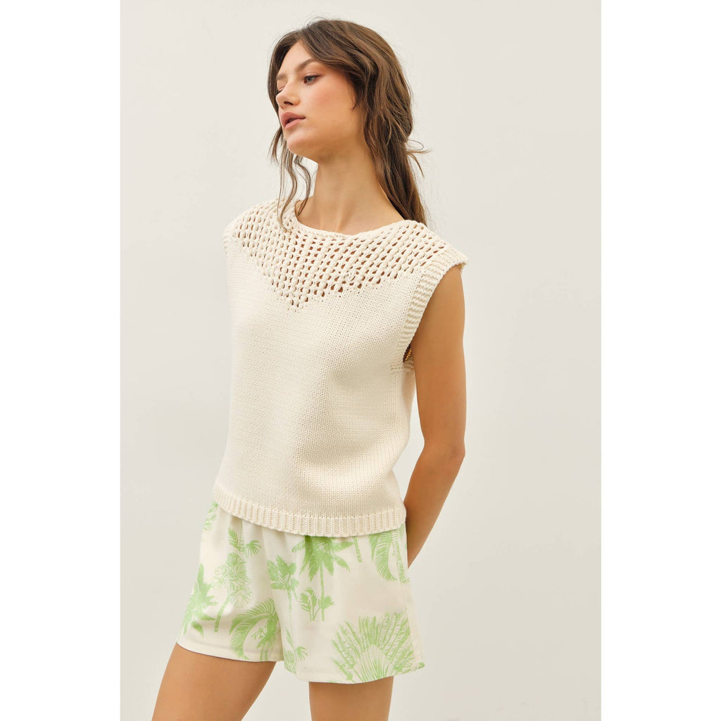 Open Knit Sweater Tank Top