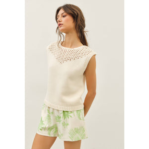 Open Knit Sweater Tank Top