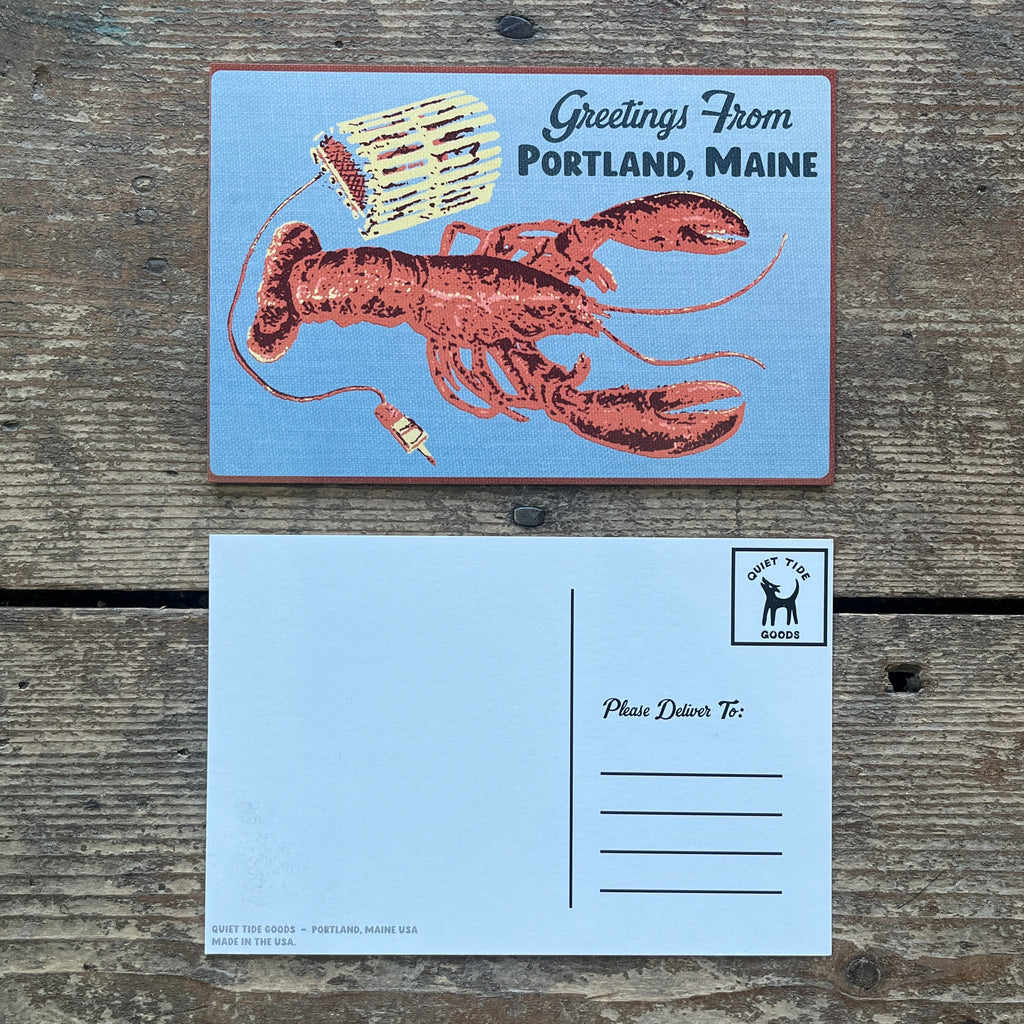 Greetings From Portland, Maine Lobster Postcard