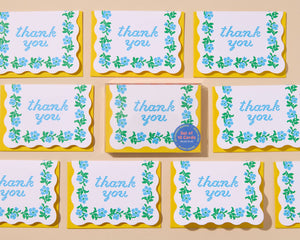 Floral Cross Stitch Letterpress Thank You Card Set (10)
