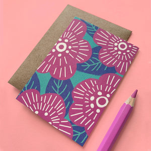 Magenta Florals Blank Mini Card