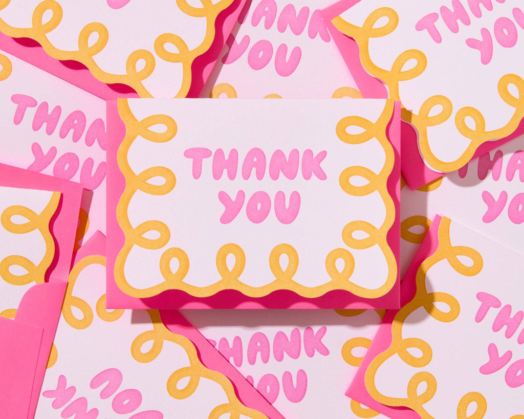 Yellow/Pink Coquette Thank You Card Set (10)