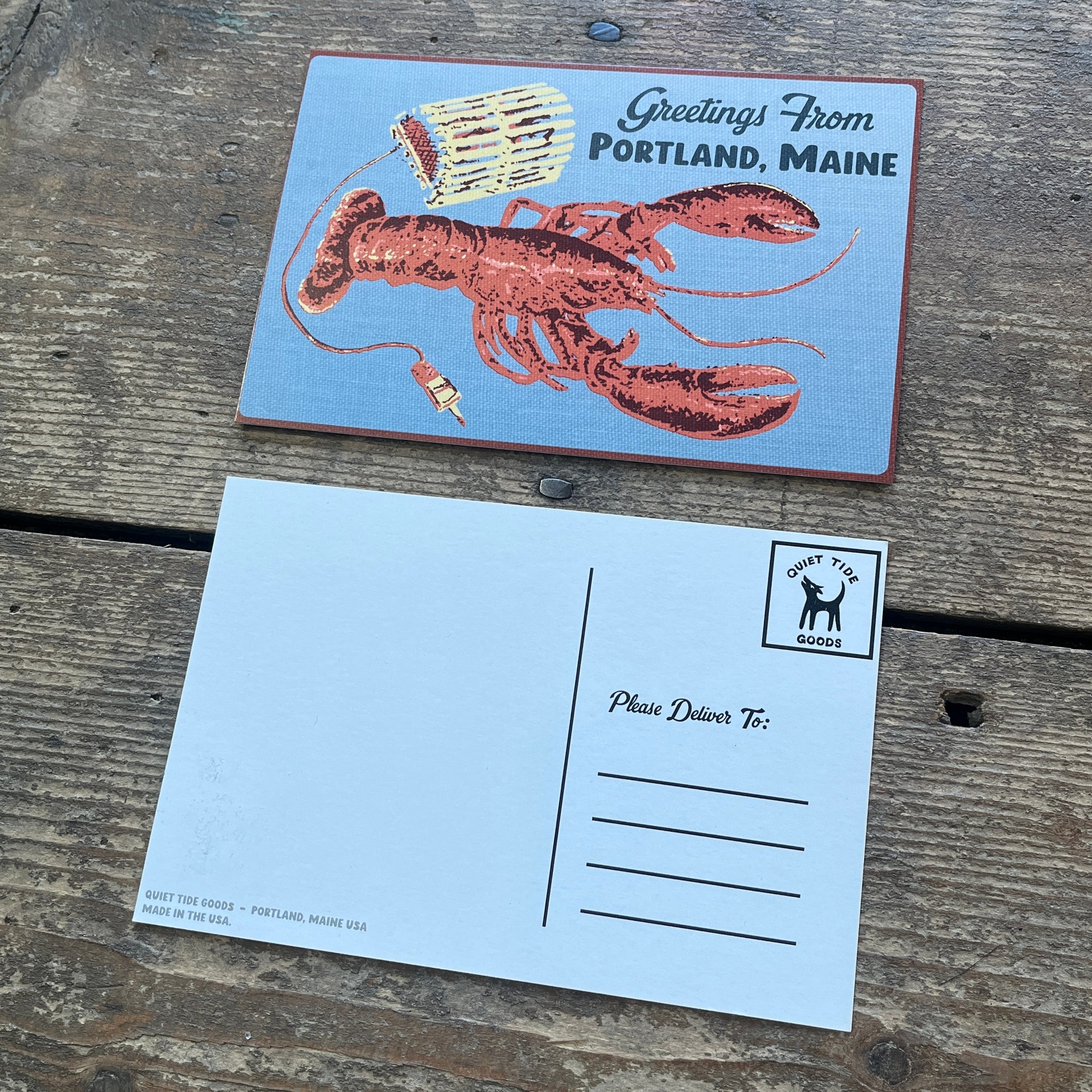 Greetings From Portland, Maine Lobster Postcard