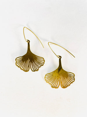 Brass Gingko Earrings