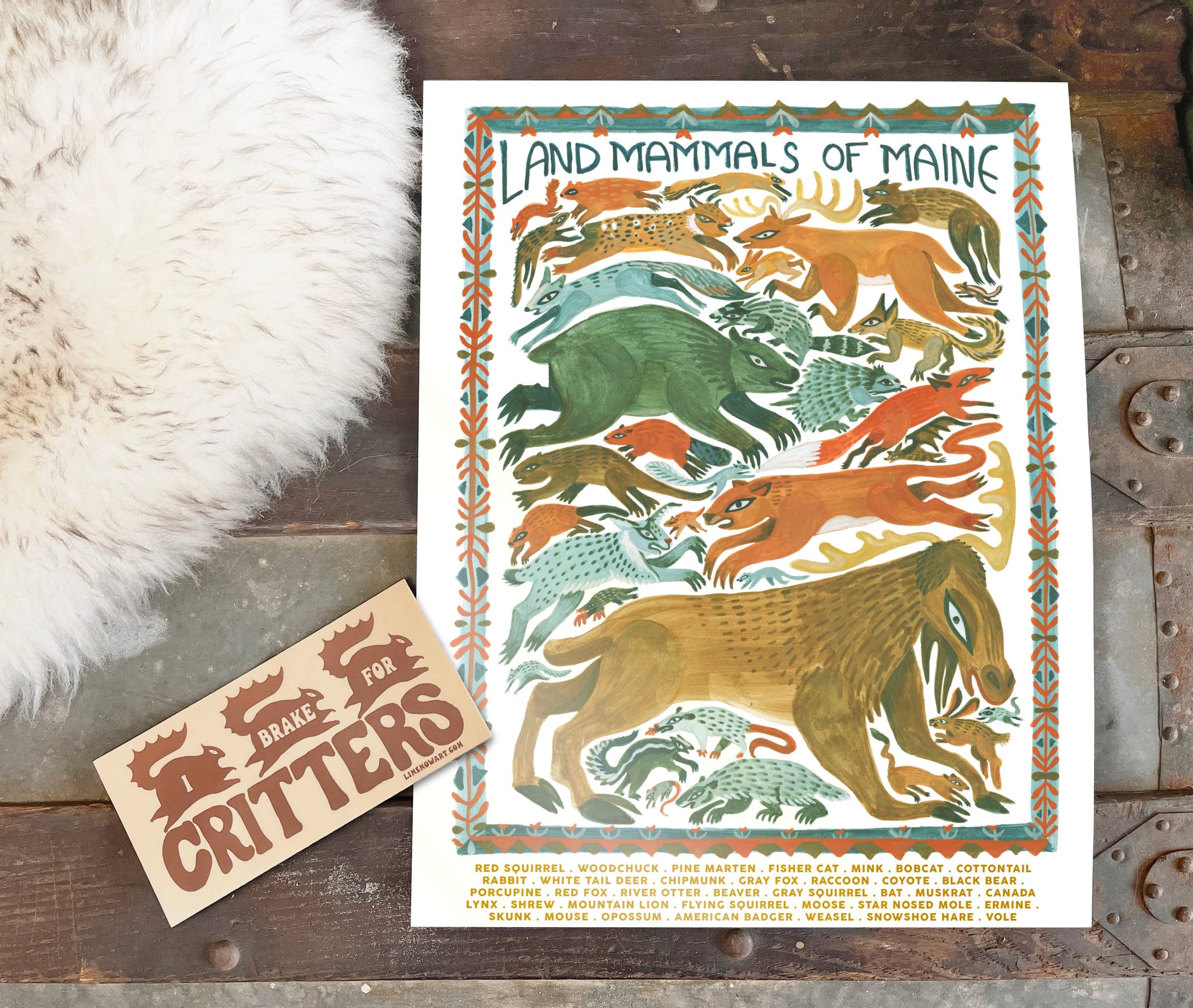 Land Mammals of Maine Print