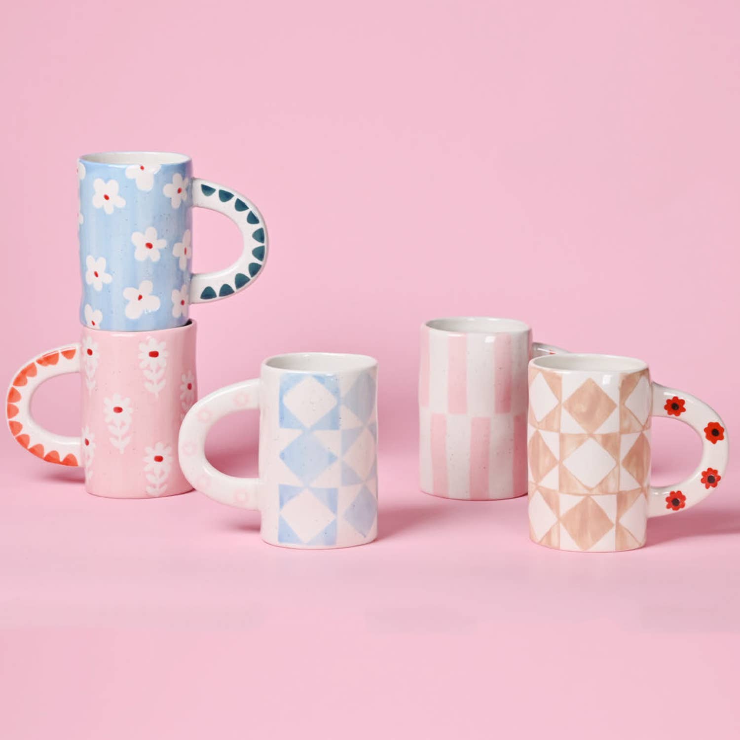 Floral Mug Pink Stripe