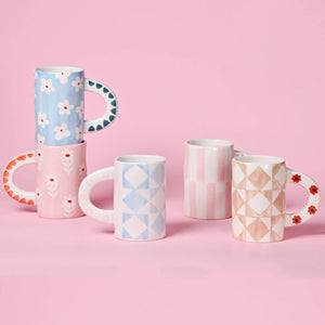 Floral Mug Pink Stripe