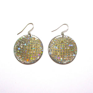Discoball Earrings - Holographic Silver
