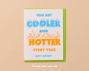 Cooler/Hotter Birthday Letterpress Card