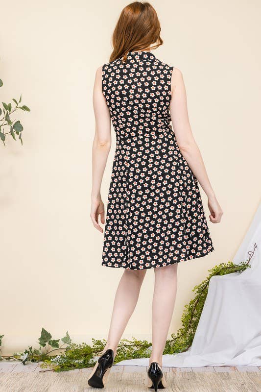 Sleeveless Button Up Floral Dress
