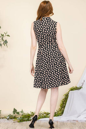 Sleeveless Button Up Floral Dress