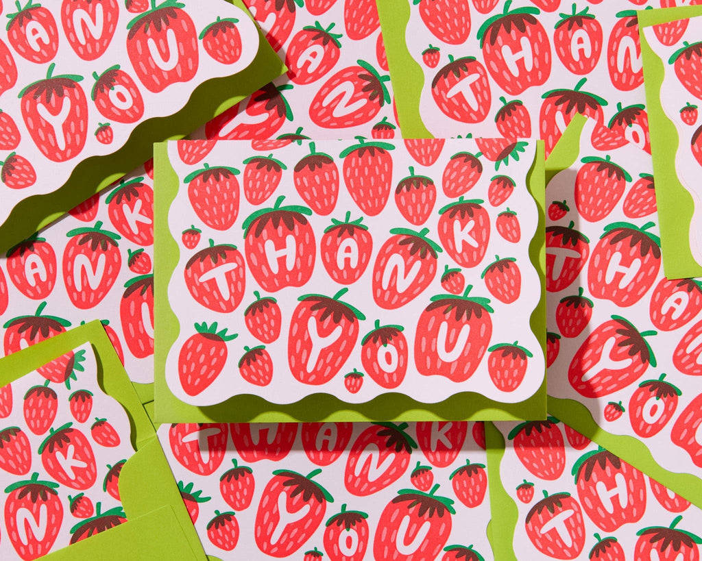 Strawberry Letterpress Thank You Card Set (10)