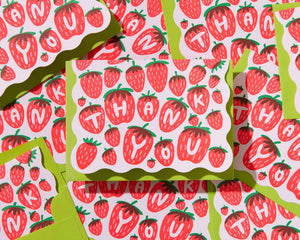 Strawberry Letterpress Thank You Card Set (10)