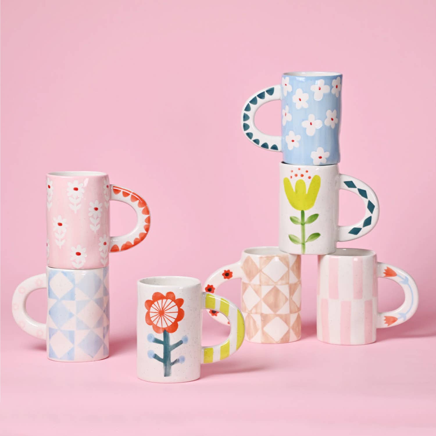 Floral Mug Pink Stripe