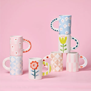 Floral Mug Pink Stripe