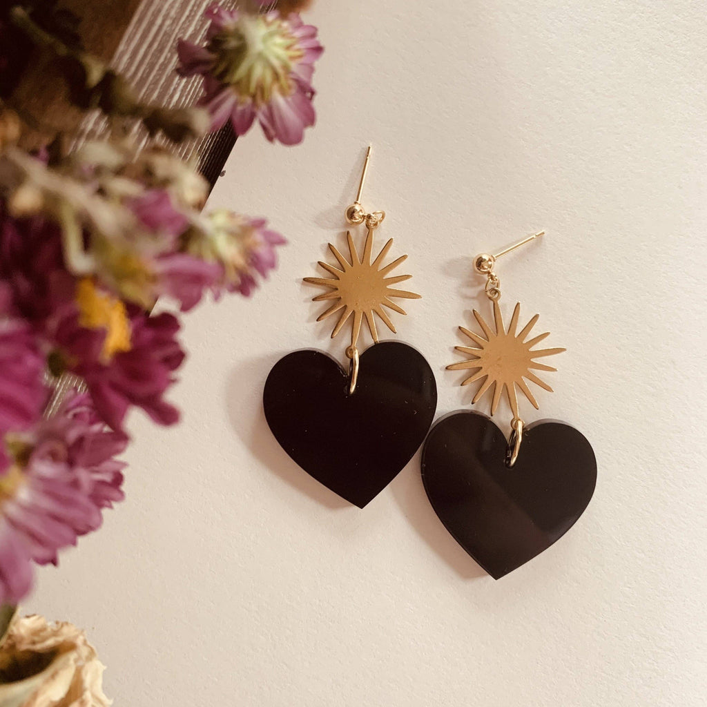Spooky Black Heart Earrings