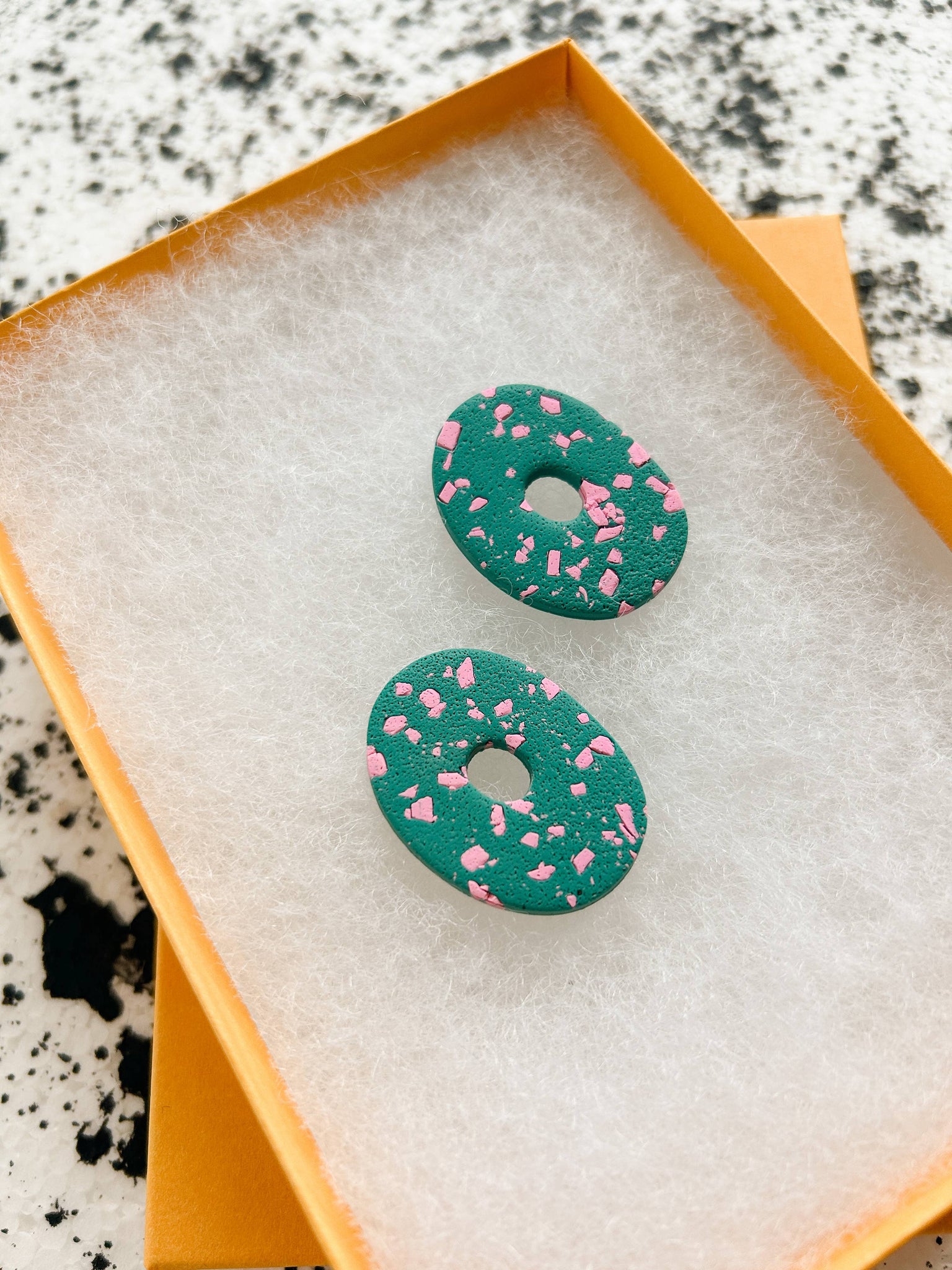 Teal Speckle Cutout Earrings