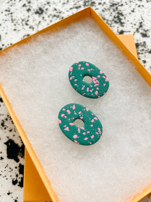 Teal Speckle Cutout Earrings