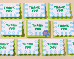 Blue/Green Coquette Thank You Card Set (10)