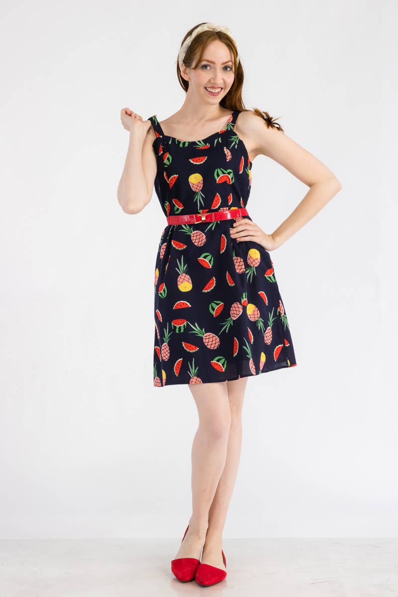 Navy Summer Fruit Dress