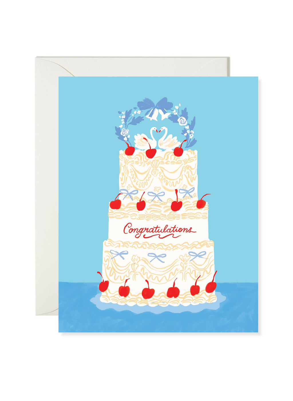 Swan Wedding Cake Congratulations Card