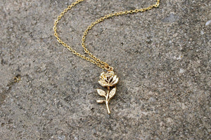 Rose with Stem Necklace