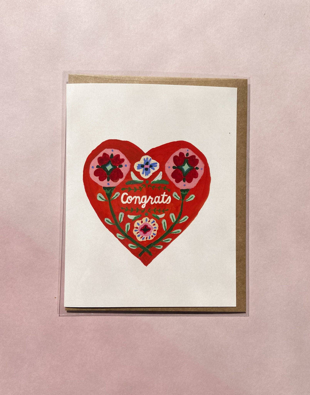 Congrats Folk Art Greeting Card