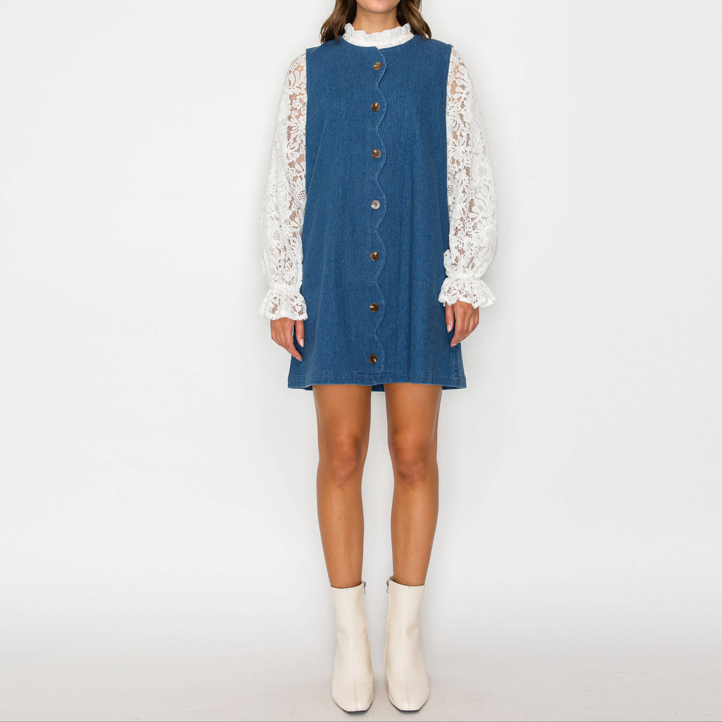 Scallop Denim Dress