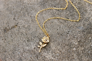 Rose with Stem Necklace