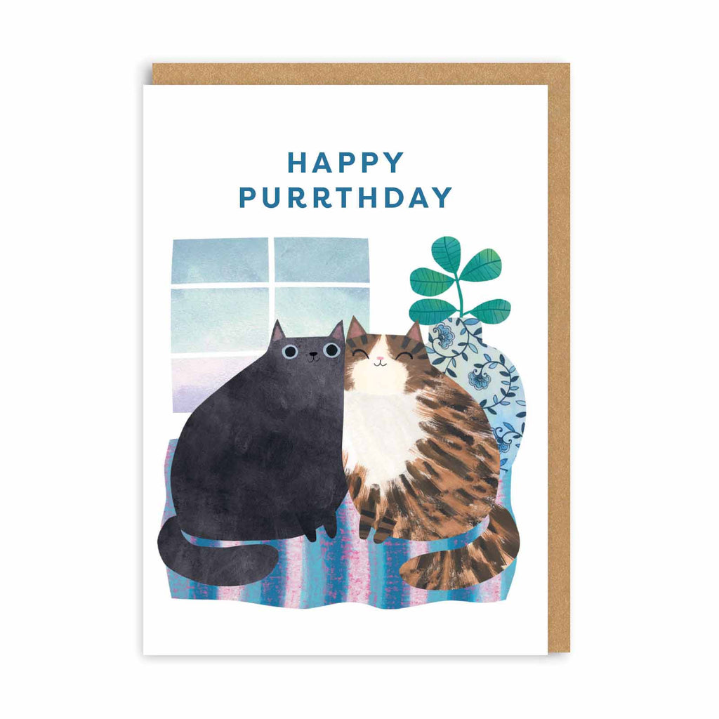 Black & Tabby Cat Birthday Card