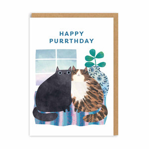 Black & Tabby Cat Birthday Card