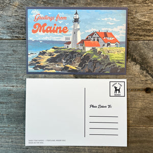 Greetings From Maine Lighthouse Postcard